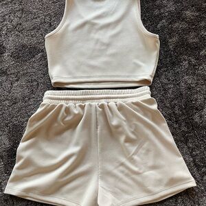 SHEIN Cream Sleeveless Top and Shorts Set